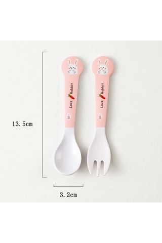 Maiyame Bebekler İçin Bambü Lifli Yeme Öğrenme Seti - Yumuşak Kasa Ve Çatal, Güvenli Ve Kullanıma Kolay, Sevimli Kartoon Desenli Çok Renkli