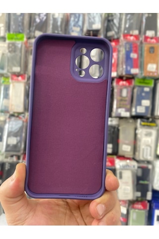 Apple Uyumlu iPhone 12 Pro Max Uyumlu Magsafe Özellikli Zoom Yumuşak İçi Kadife Kapak Mor -