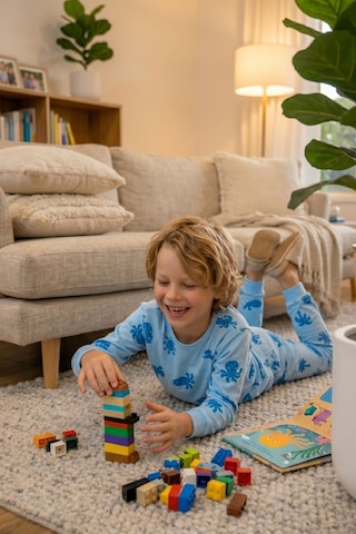 Zuzunga Deniz Temalı Mavi Renk %100 Pamuk Erkek Çocuk Pijama Takımı Bebe Mavi