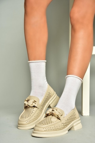 Fox Shoes U704137509 Bej Loafer Makosen Kadın Ayakkabı Bej