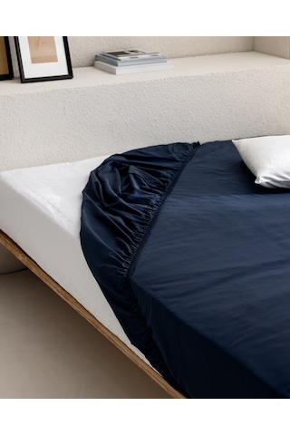 Manon Tek Kişilik %100 Pamuk Ranforce Lastikli Çarşaf - Lacivert Lacivert