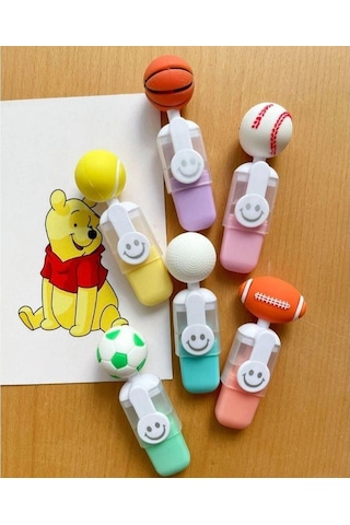 Top Figürlü 6 Lı Fosforlu Kalem Sarı