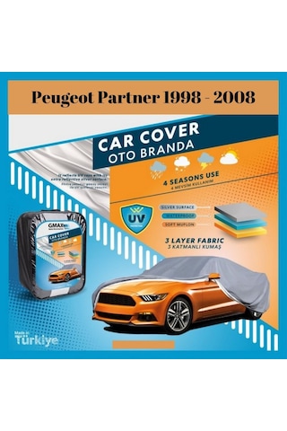 Peugeot Partner 1998 - 2008 Arası İle Uyumlu Su Geçirmez 3 Katmanlı 4 Mevsimlik Araba Brandası Kt2 1 Adet
