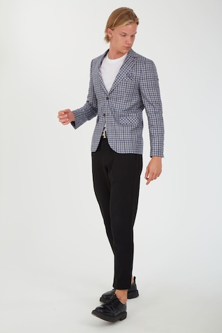Sposo 5138 Dar Kalıp Kare Desenli Gri Erkek Blazer Ceket Gri