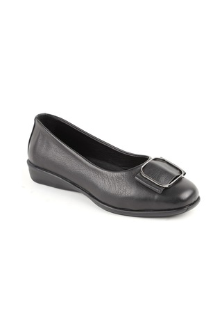 Libero L076.3101 Hakiki Deri Tokalı Esnek Kauçuk Taban Kadın Loafer Casual Ayakkabı Siyah