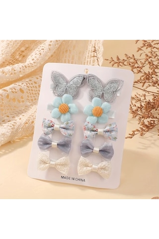 Willowhaven 10 Adet Bohemian Tarzı Çiçekli Fiyonk Saç Aksesuar Seti - Renk 2 Desenli Ve Düz Renk-2