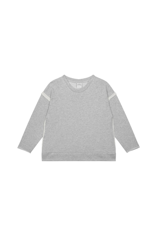 Antebies Organik Gri Kontrast Detaylı Uzun Kollu Manşetli Erkek Çocuk Sweatshirt