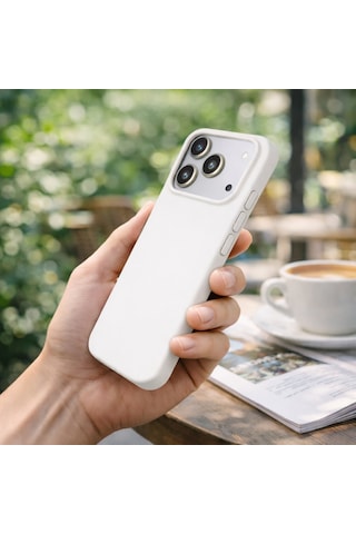 Apple Uyumlu iPhone 17 Pro Max / 18 Pro Max Kılıf Renkli Lansman İçi Kadife Yumuşak Kamera Yükseltili Silikon Beyaz - / 18 Pro Max