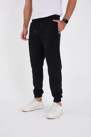 Assema Unisex Kışlık Üç İplik Lastikli Eşofman Pantolon - Siyah Çok Renkli