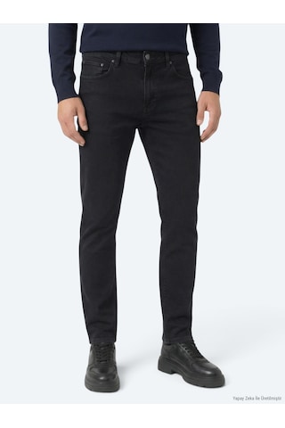 Kip Siyah Slim Fit Denim Pamuk Karışımlı Pantolon