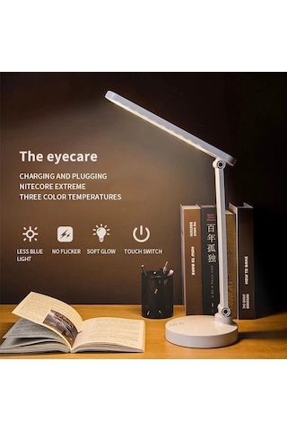 Şarjlı 40 Led Çalışma Okuma Işığı Kademeli Masa Lambası Ayarlanabilir Renk Tonu Ve Parlaklık Ps-1912 Çok Renkli 49302497