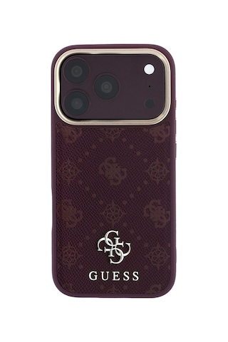 Apple Uyumlu iPhone 18 Pro Max Kılıf Guess Lisanslı M-safeli Klasik Yazı Ve 4g Logolu Pu Deri Peony Kapak Bordo