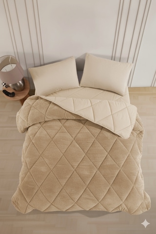 Çift Kişilik Wellsoft Yorgan-çarşaflı 2 Yastık Kılıflı Uyku Seti Bej