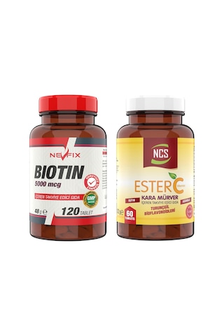 Nevfix Biotin 5000 Mcg 120 Tablet + Ncs Ester C 60 Tablet