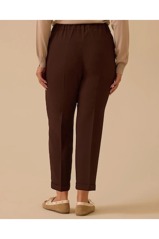Büyük Beden Duble Paçalı Cepli Pantolon Gala-xi Kahverengi