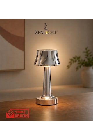 Zenlight Metal Dokunmatik Şarjlı Masa Lambası Gümüş