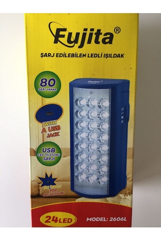 2606 Model Usb Şarj Çıkışlı Süper 18 Led Akülü Şarj Edilebilen Ledli Işıldak Mavi