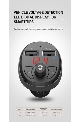 Mcdodo Bluetooth Fm Transmitter 2 Usb 3.1A Çakmak Şarj Cc-6880 N11.376