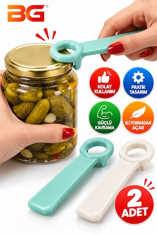 Pratik Kavanoz Açacağı 2 Adet Renkli Konserve Kapağı Açacağı Şişe Açacak Aparatı Mutfak Aletleri Çok Renkli