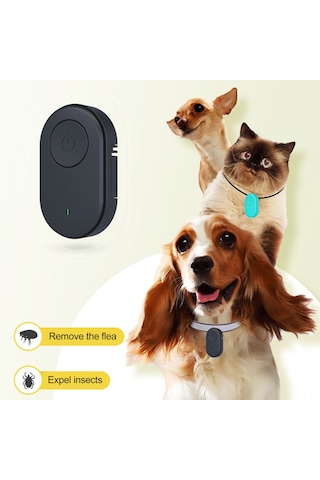 Geekyou Kedi Köpek Ultrasonik Haşere Kovucu - Pire, Akar Temizleyici Siyah