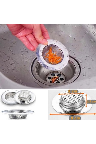 9 Cm Büyük Boy Paslanmaz Çelik Lavabo Süzgeci - Evye Süzgeci - Ev