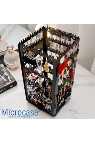 Microcase 360 Derece Döner Başlıklı Takı Aksesuar Organizer Standı Al5459 Siyah
