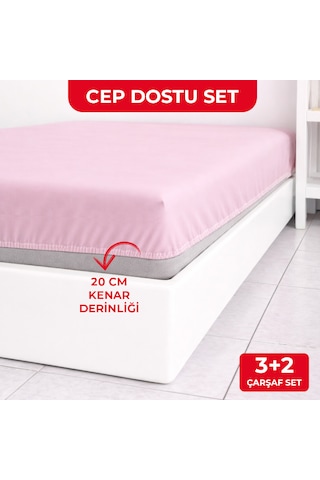 5 Adet Pamuklu Ranforce Lastikli Çarşaf - Cep Dostu Paket Çok Renkli