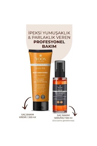 Yoon 2'li Vegan Saç Kremi & Saç Serumu, Kolajen Ve Keratin İçeren Saç Bakım Seti