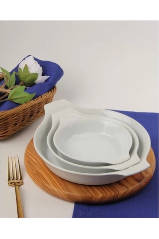 Porland Porselen Beyaz Sahan Set 21cm - 17cm - 14cm Çok Renkli