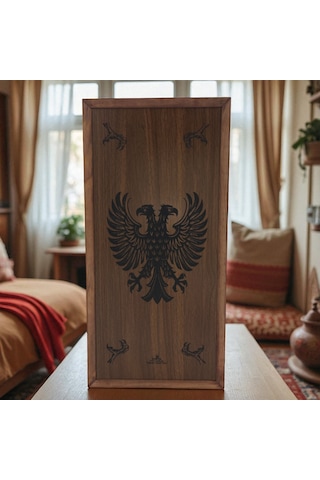 Simya Figür Premium Çift Başlı Kartal Ceviz Kaplama
