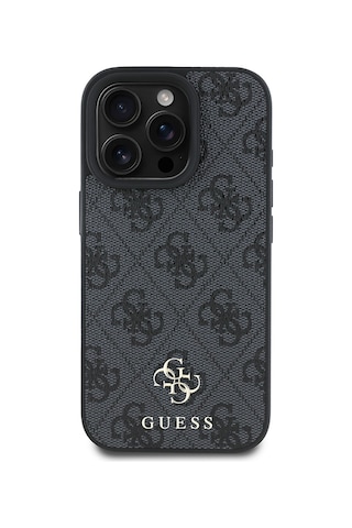 Apple iPhone 16 Pro Uyumlu Kılıf Guess Lisanslı Magsafe Şarj Özellikli Small 4g Classic Kapak Siyah