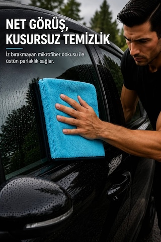 Mikrofiber Araç Kurulama Havlusu 50x70 Cm 600 Gsm Ultra Emici Oto Kurulama Bezi Çizmeyen Siyah Overlok Kenarlı