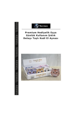 Premium Hediyelik Eşya Günlük Kullanım Şıklık Detayı Taşlı Kedi El Aynası Diğer