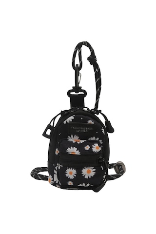 Konesam Siyah Çiçek Desenli Mini Çok Amaçlı Cloth Çanta - Tek Omuz, Çapraz, Boyun Ve Bel Taşıma Seçenekleriyle Küçük Eşyalarınızı Saklayın