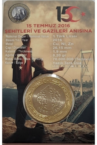 15 Temmuz 2016 Demokrasi Ve Milli Birlik Günü , 1 Lira 2016 Hatıra Para Ve Kiti