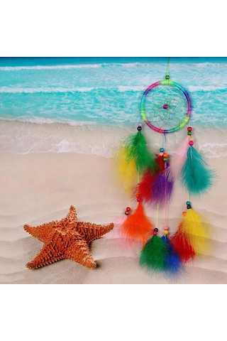 Singree Ev Dekorasyonu Için El Dokuma Renkli Yüzük Ağacı, Uyku Güvenliği Ve Güzellik Sağlar - 55 Cm Uçuluklu Rüya Yakalayıcı Diğer