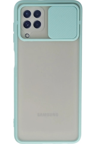 Newface - 890 - Samsung Galaxy A22 Kılıf Palm Buzlu Kamera Sürgülü Silikon - Matxzngz - - Turkuaz