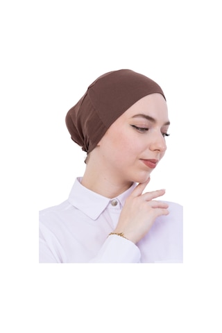 Modish Group Pratik Bone Pamuklu Tesettür İç Bone, Başörtüsü İçin Hazır Viskon Şapka, Namaz Günlük Kullanım İçin Kahverengi