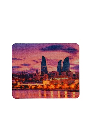 Baku Flame Towers Desenli Kaymaz Taban Optik Bilgisayar Notebook Mouse Pad Maus Ped 17,5x21,5cm