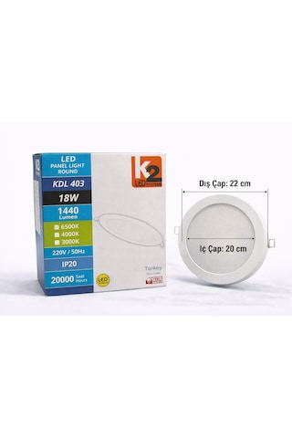 K2 Led Systems 18w Yuvarlak Sıva Altı Led Panel Beyaz