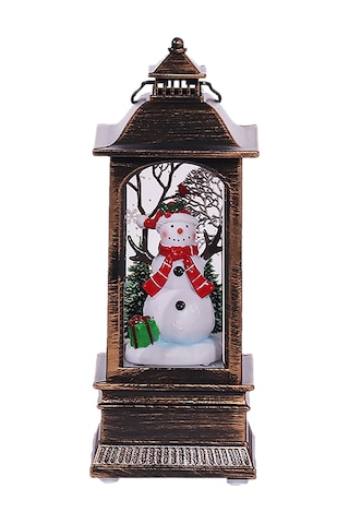 Neevoyu Retro Noel Aydınlatma Figürü - Kar Tanesi Sahnesi Ve Müzikli Kardan Adam Dekorasyon 3xag13 Pil Dahil