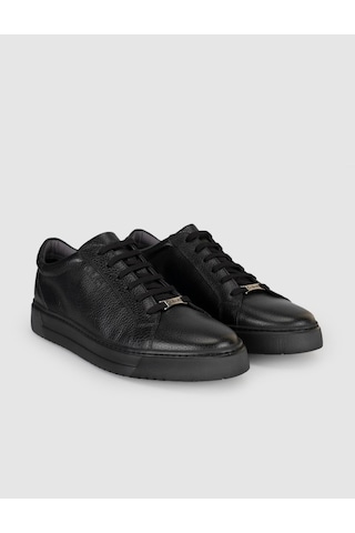 Cabani Erkek Siyah Hakiki Deri Günlük Sneaker Ayakkabı