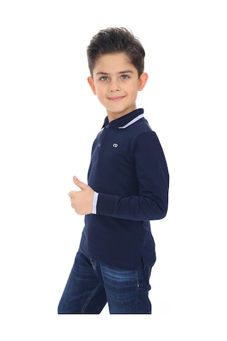 Toontoy Kids Toontoy Erkek Çocuk Pamuklu Polo Yaka Nakışlı Basic Tişört 22944 Lacivert