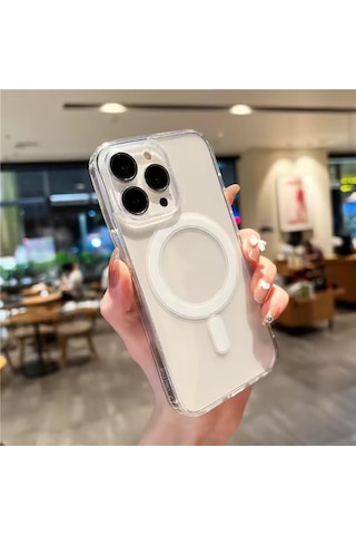 Apple Uyumlu iPhone 16 Pro Kılıf Magsafe Şarj Özellikli Pc Şeffaf Kapak