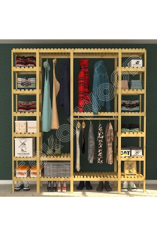 Maya - Açık Ahşap Gardırop Robot Süpürge Kullanımına Uygundur