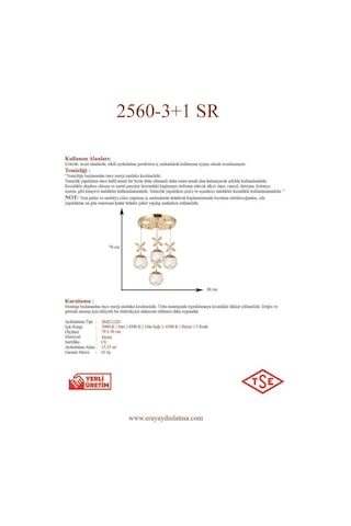 Eray Aydınlatma 2560-3+1 4lü Sarkıt Led Avize Gold