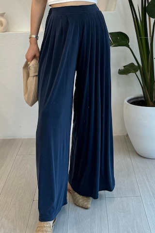 Feela Moda Premium Modal Kumaş Pileli Şalvar Kadın Pantolon 2012 Lacivert