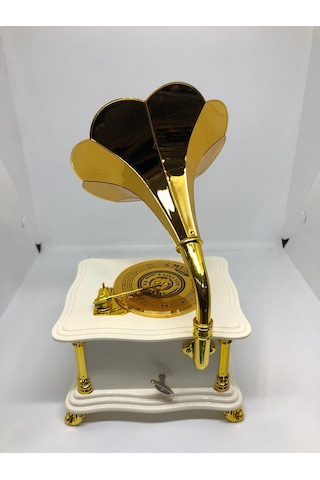 Lebron Gramofon Müzik Kutusu Beyaz