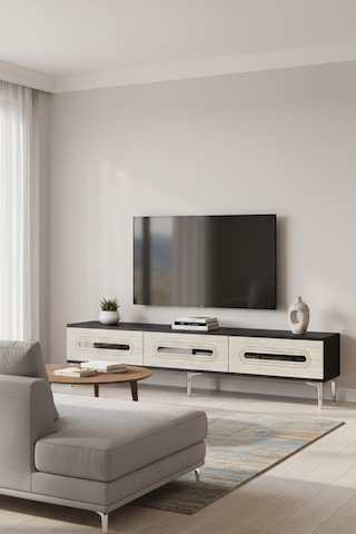Tsa1806ats - Rany Tsa180 Tv Stand, Tv Sehpası Ve Tv Ünitesi Antrasit-traverten-sılver 180cm
