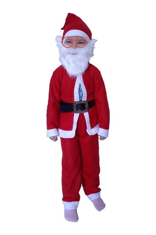Pembecin Çocuk Noel Baba Sakallı Kostüm Kırmızı